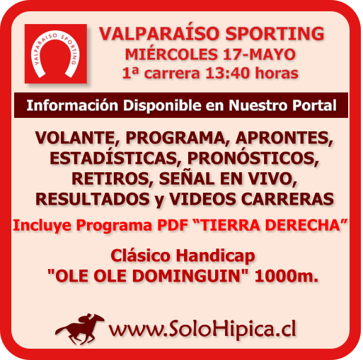 solohipica's tweet photo. VALPARAÍSO SPORTING (Miércoles 17-Mayo) Disponibles Programa Carreras, Aprontes FS, Retiros FS, Resultados y Señal en Vivo https://t.co/KY6U2IUCVo #solohipica #ValparaísoSporting #ProgramaCarreras #AprontesFS #RetirosFS #ResultadosCarreras #SeñalEnVivo #CarrerasDeCaballos #Hípica https://t.co/AtdMDnuWMR