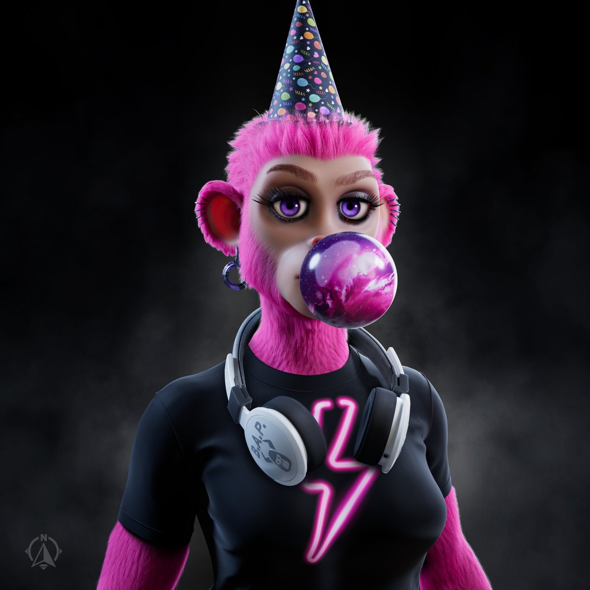 Bought the awesome bubblegum trait today with daily free <a href="/meth/">Damon</a> tokens i got from Bulls &amp; Apes Project! Only need one more trait to make one of this cool Apes. Bullish on the cross project collaborations from BAP.  Left or right?⚒️<a href="/BullsApesProj/">Bulls and Apes Project</a> <a href="/bubblegumkids_/">Bubblegum Kids</a> #BeBullish #TheShop