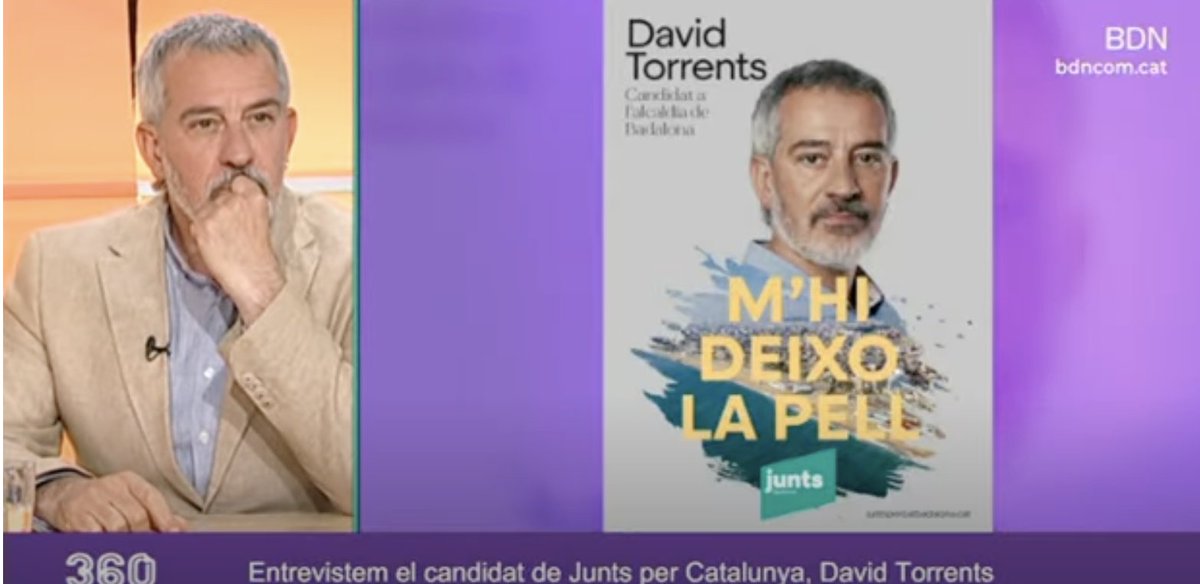 Junts Badalona 🎗 (@juntsbadalona) on Twitter photo 📺 <a href="/torrents_d/">David Torrents</a>, candidat a l'alcaldia de #Badalona, al <a href="/BadalonaTres60/">BDN360º</a>:
“ERC ha abandonat la independència de #Catalunya. <a href="/JuntsXCat/">Junts per Catalunya🎗</a> som l'únic partit que defensa el mandat de l'#1O a peu de carrer”.
“He fet més polítiques d'esquerres que Guanyem i ERC”. 📺 <a href="/torrents_d/">David Torrents</a>, candidat a l'alcaldia de #Badalona, al <a href="/BadalonaTres60/">BDN360º</a>:
“ERC ha abandonat la independència de #Catalunya. <a href="/JuntsXCat/">Junts per Catalunya🎗</a> som l'únic partit que defensa el mandat de l'#1O a peu de carrer”.
“He fet més polítiques d'esquerres que Guanyem i ERC”.