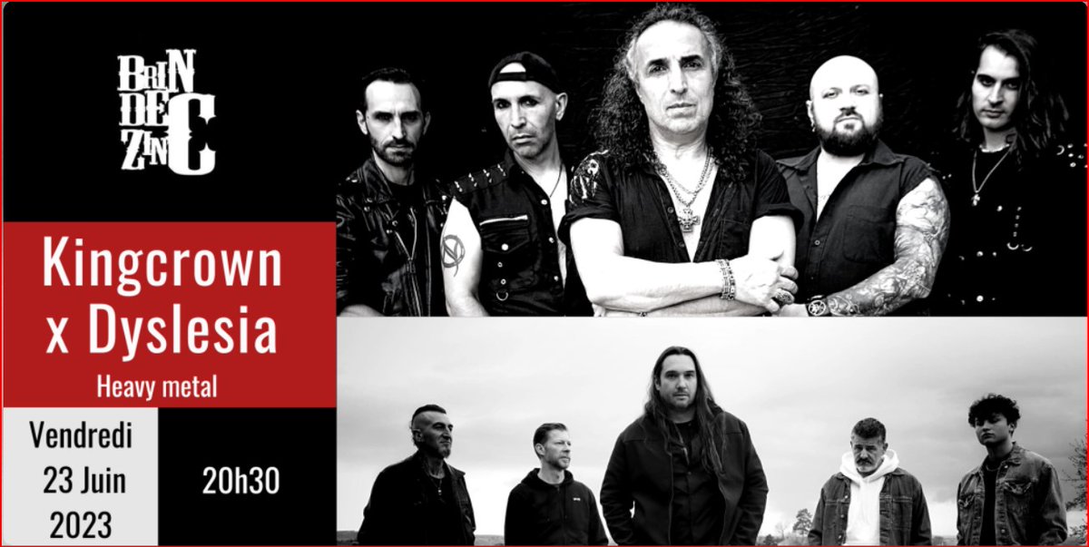 Hello Kingcrown Army
Les billets pour le concert avec nos potes de @Dyslesia au @BrindeZinc le vendredi 23 Juin sont en vente sur Billetweb ...
N'hésitez pas à prendre vos préventes, vous savez comme c'est important pour les groupes ....  ...!!
billetweb.fr/kingcrown-x-dy…...