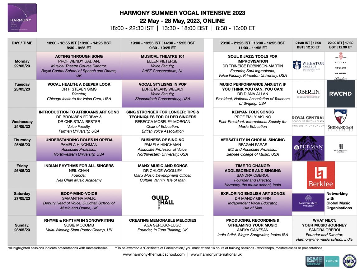 SandraOberoi's tweet photo. Just three days left to sign up for this FANTASTIC event on singing &amp; the voice. 
So many genres and styles represented!

Join us if you are a  #singer #singersongwriter #choirdirector #voiceteacher #vocalcoach #student 

https://t.co/BiOaCiLLML https://t.co/hKmlzYtCeL