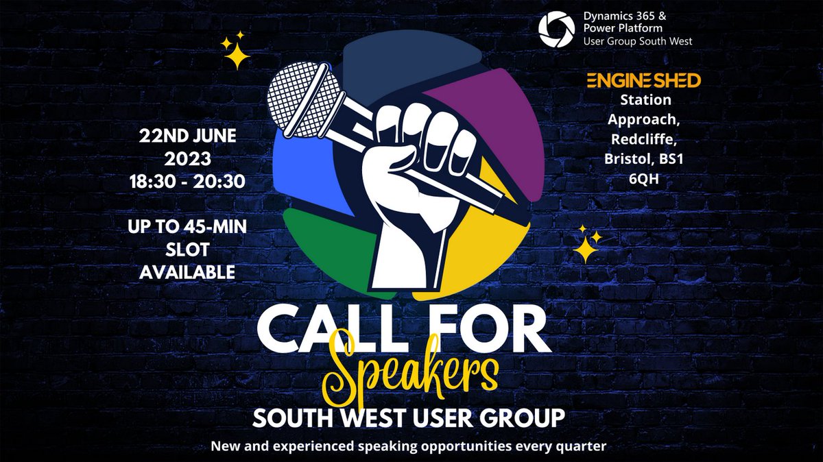 Roll up, roll up! Looking for speakers new and experienced to speak at our next meet up. Please get in touch if you have a topic you would like to hear or speak about.

#dynamics365 #powerplatform #d365ug #d365ppug #msdyn365

 @tassyja @SherylNetley @Laura_GB @thatplatformguy