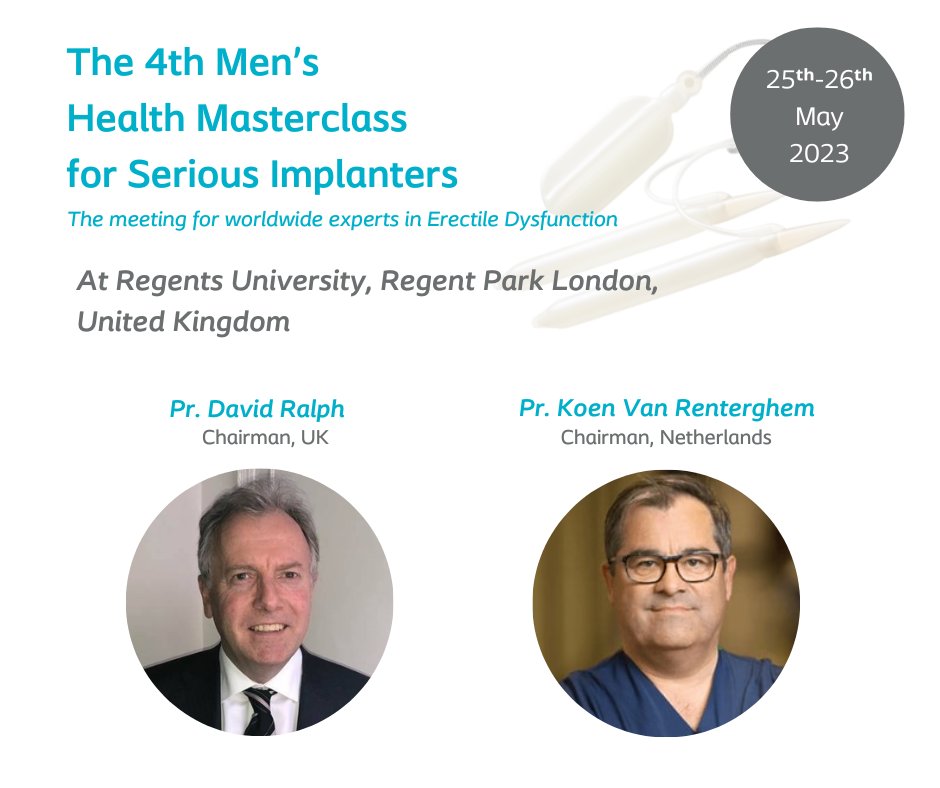 The Men's Health Masterclass for Serious Implanters will be organized in London by @ColoplastIU on 25-26th May 2023. Led by Chairman Pr. David Ralph and Moderator Pr. Koen Van Renterghem.
Registration is now closed.
tinyurl.com/2p827ks9
#MensHealthMasterclass #Coloplast
