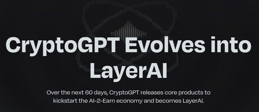 0xRotK's tweet photo. Rebranding: CryptoGPT  👉LayerAI

@CryptoGPT__org
 
Over the next 60 days, CryptoGPT releases core products to kickstart the AI-2-Earn economy and becomes LayerAI. https://t.co/OZPdKZVZML