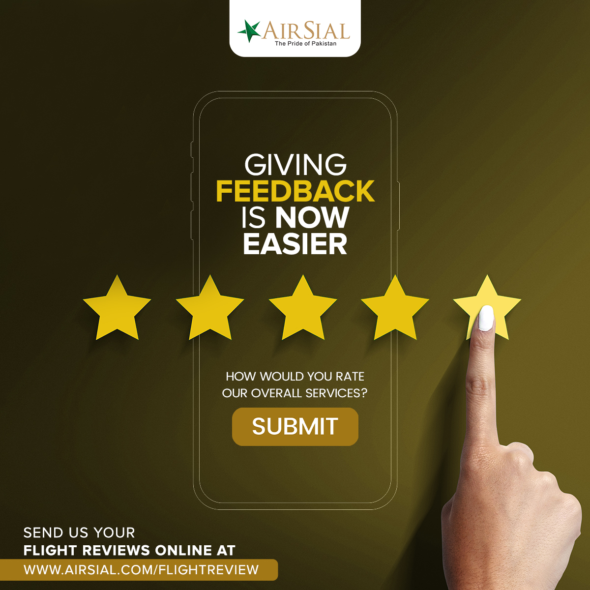 Giving feedback is now easier!
Now you can simply share your Flight Reviews online at airsial.com/flightreview
#AirSial - The Pride of #Pakistan