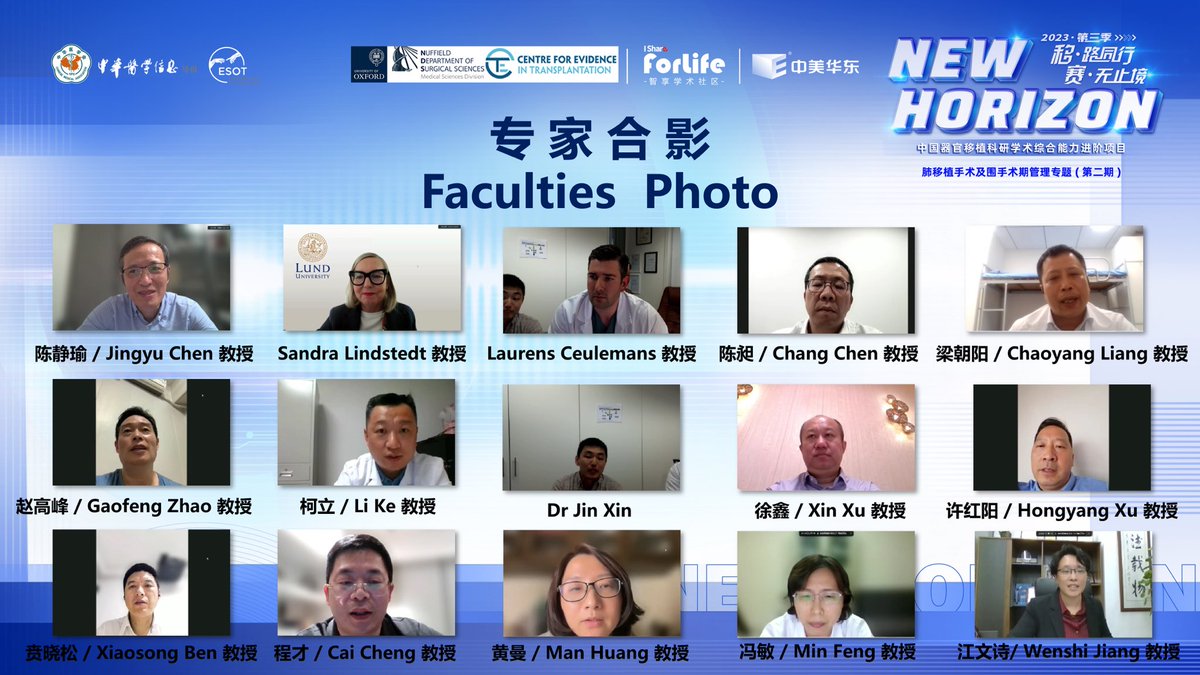 Nice discussion and exchange of ideas with the Chinese Lung Transplant Society at the occasion of the New Horizon 2023 webinar, attended by more than 3000 colleagues. The webinar was hosted by Sandra Lindstedt and dr Jingyu Chen.