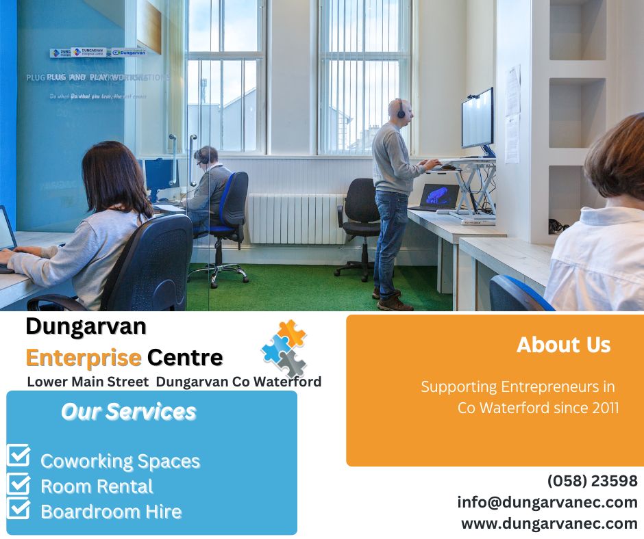 To find out more, why not call us on 058 23598, email us at info@dungarvanec.com or visit our web page dungarvanec.com
#officerental #coworking #coworkingspace #enterprise