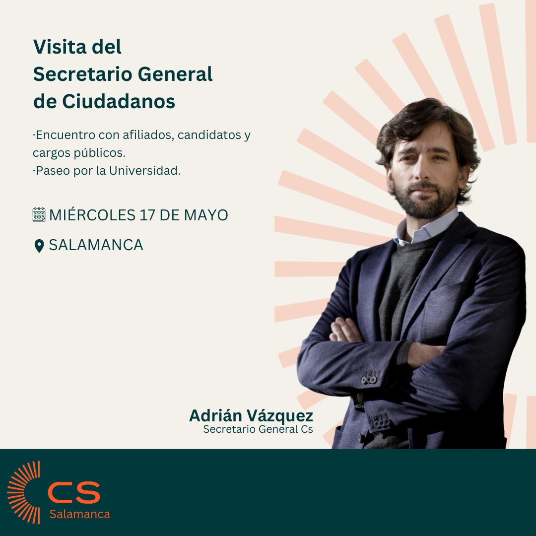 🗳️ ELECCIONES MUNICIPALES 2023

📙 AGENDA 17 DE MAYO 2023

✨ ACTO: comida y paseo por la Universidad con nuestro Secretario General Adrián Vázquez

🕛 HORA: 14:15h

📂 Afiliados, candidatos y cargos públicos🧡

#elecciones2023 #ciudadanos #ciudadanossalamanca #salamanca