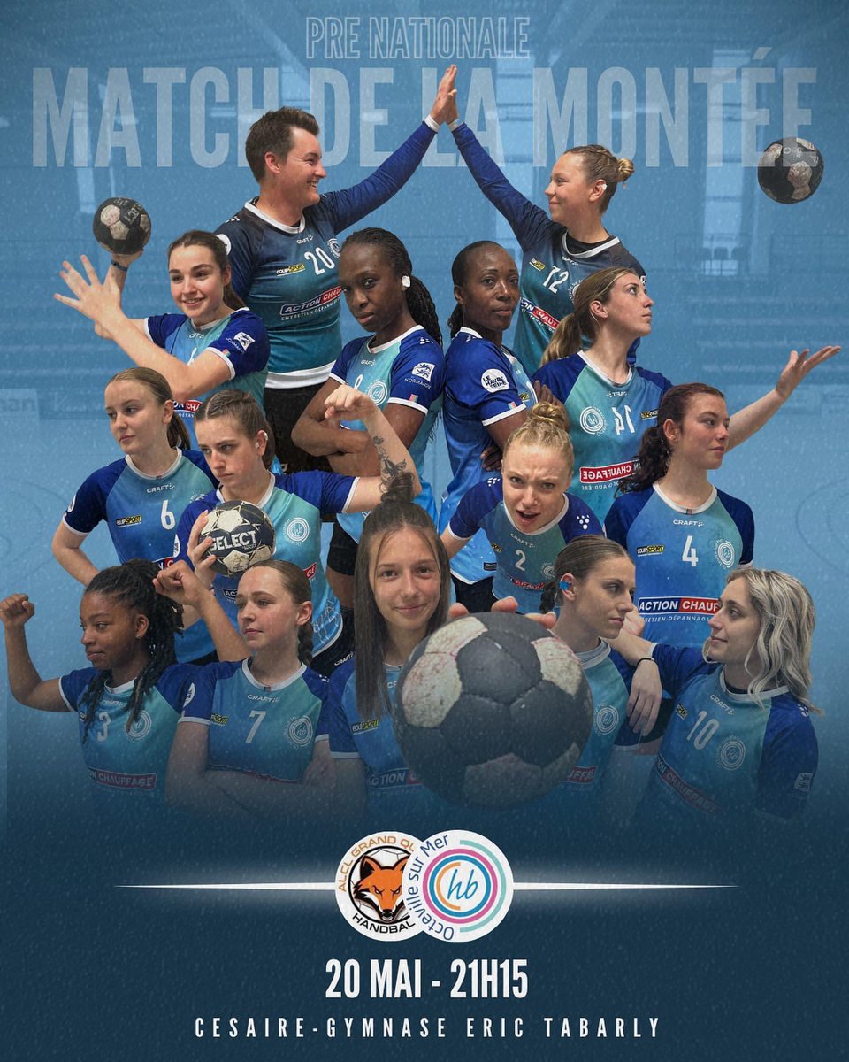 [ Match de la montée en N2 ]

Samedi 20 mai notre équipe de pré-nationale affrontera avec la plus grande détermination ALCL Grand Quevilly Handball 

Un match d’une importance capitale avec à la clé, pour l’équipe victorieuse, une montée en Nationale 2 🤛🏼