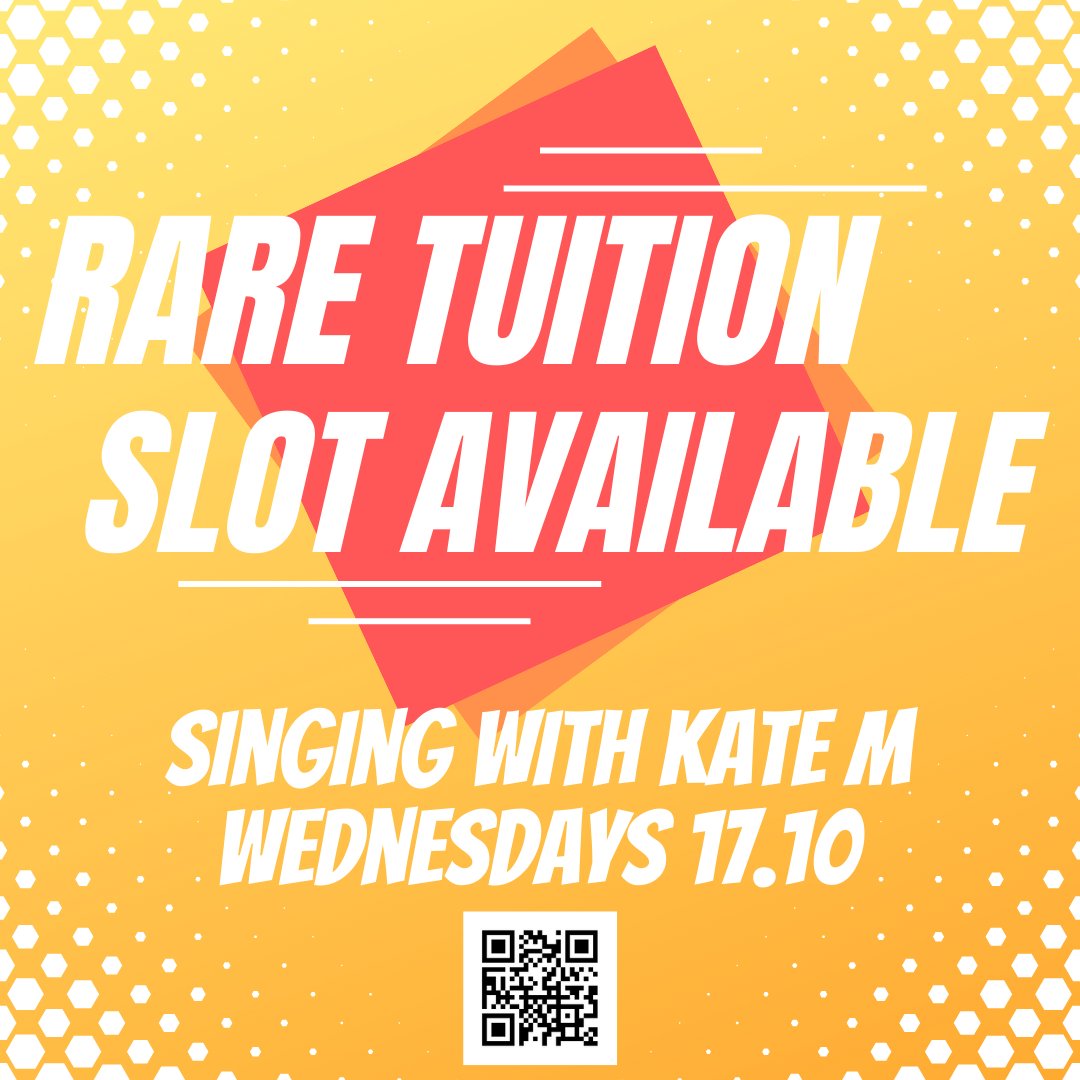 A popular time slot has opened up for singing tuition with Kate M (30 minute lesson). Book today to save disappointment. bookwhen.com/ktbmusic #musictuition #music #singing #singingtuition #vocals #vocalcoach