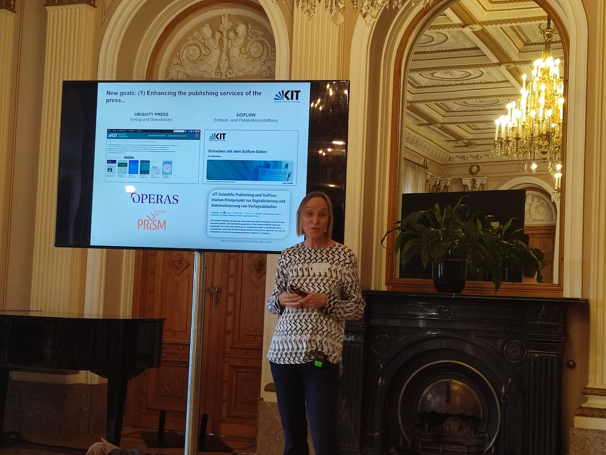 UbiquityOpen's tweet photo. Regina Tobias talking about ]u[ press partner KIT Scientific Publishing and the alignment of the university press with some of its institutional goals @KITBibliothek #AEUP23 https://t.co/1LgVvgUOJR