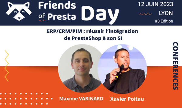 Venez retrouver 6 conférences dont "ERP/CRM/PIM : réussir l’intégration de PrestaShop à son SI" lors du Friends Of Presta Day le 𝟭𝟮 𝗷𝘂𝗶𝗻 𝟮𝟬𝟮𝟯 à 𝗟𝘆𝗼𝗻 !🚀

➡️lnkd.in/dDbeFDGe 
(infos &amp; places – 𝗣𝗟𝗨𝗦 𝗤𝗨𝗘 𝟭𝟲𝗝 𝗣𝗢𝗨𝗥 𝗦'𝗜𝗡𝗦𝗖𝗥𝗜𝗥𝗘 !)⚠️