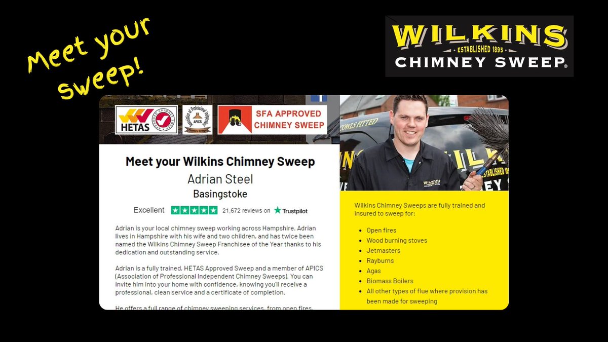 Chimney in need of a clean? Our sweeps are here to save the day!  From wood-burning stoves to biomass boilers, our fully trained and insured experts have got you covered. Trust the best to keep your home safe. Check our Five Star 'Excellent' rating on Trus Pilot! #MeetYourSweep