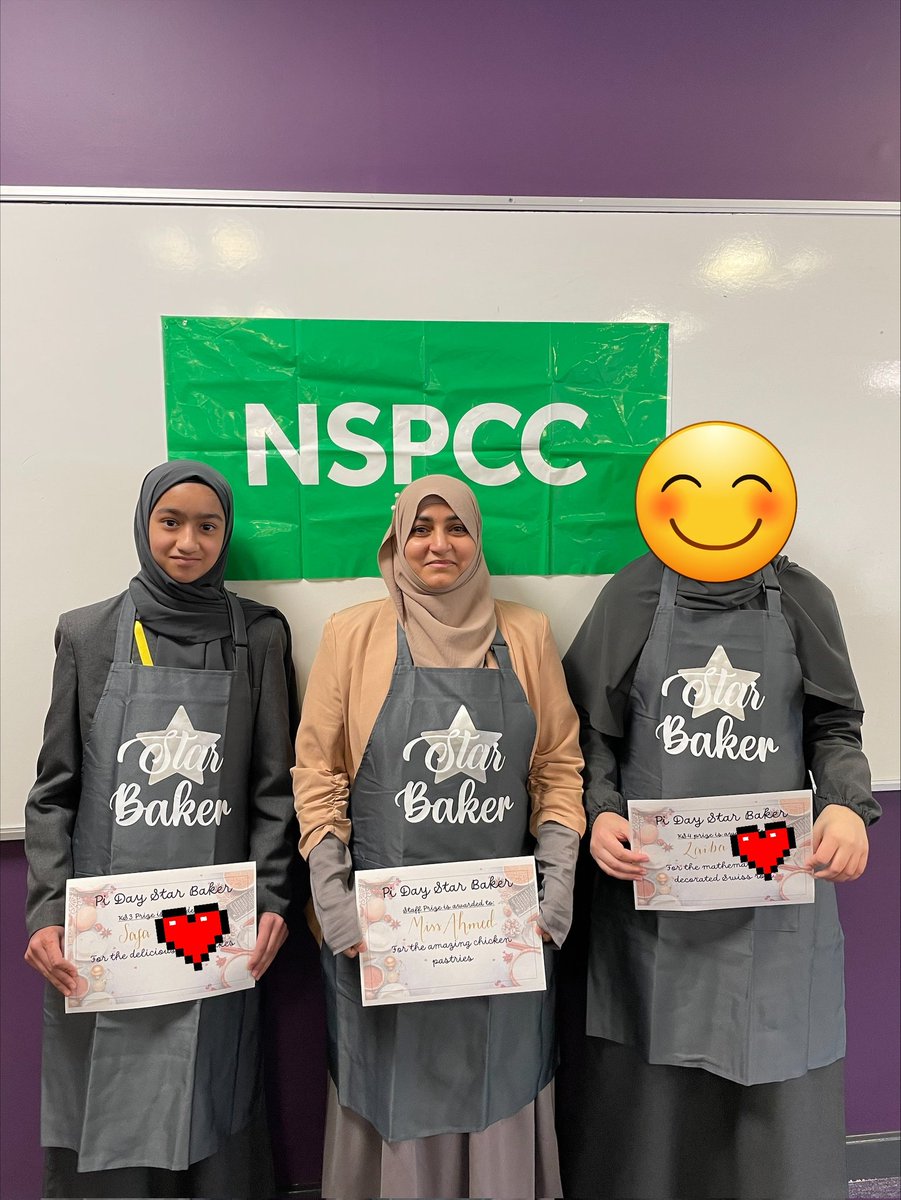 FevershamA's tweet photo. Congratulations to the winners of the Maths Bake Off in aid of @NSPCC. Winners were Safa Y7, Laiba in Y11 and Miss Ahmed! Well done to all who entered ππΌ ππΌππΌ #TeamFeversham #MathsBakeOff https://t.co/X0dCTFFTkT