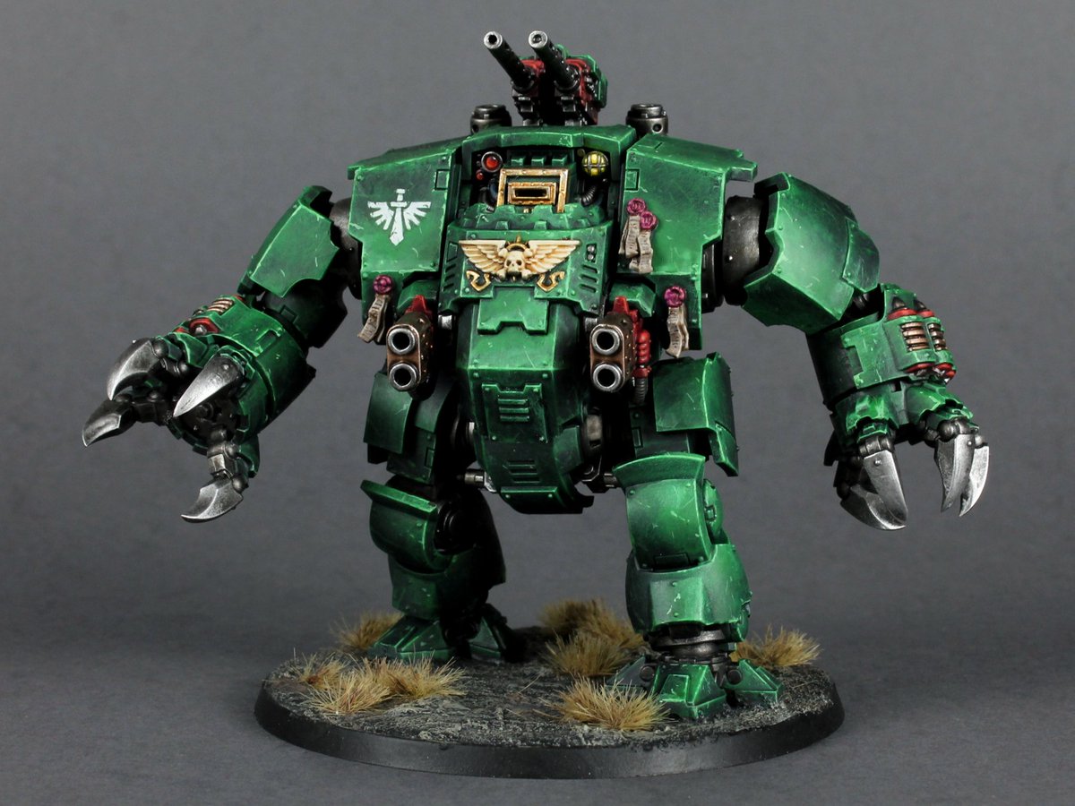 praeterres's tweet photo. more dark angels!! this time it's a stompy dreadnought 

#warhammer #warhammer40k #warhammercommunity #paintingwarhammer https://t.co/SFPTyLct4M