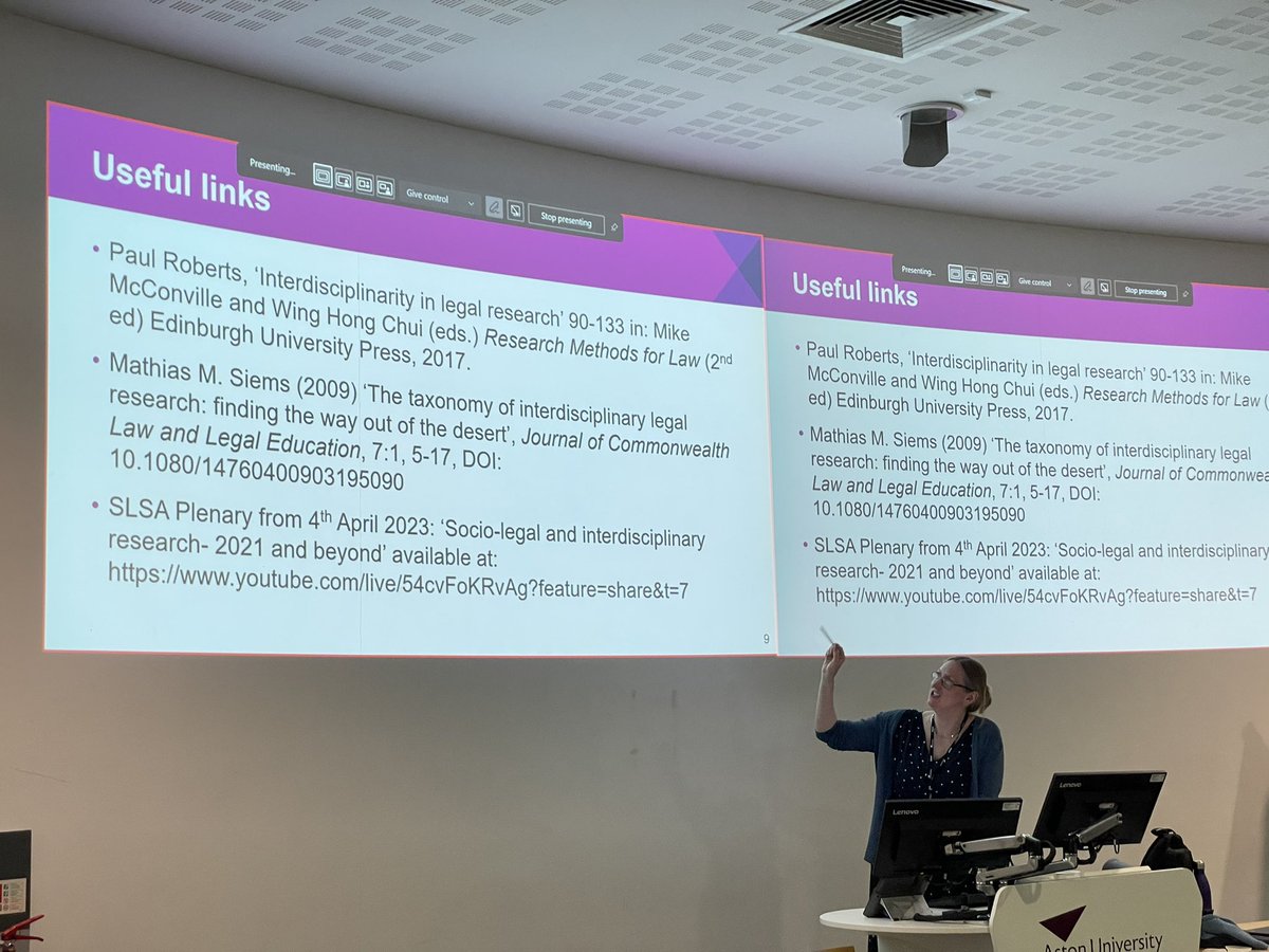 Thank you Dr Kristie Thomas (Aston) for a truly inspiring talk on research magpies and interdisciplinarity in law. A great start to the day #2023WMLDNSpring