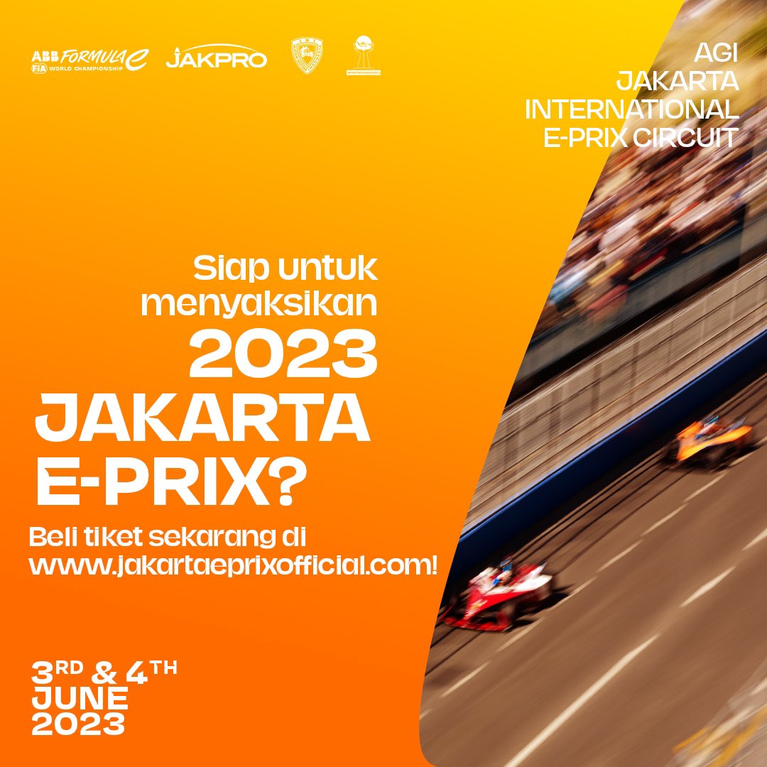 Buat kalian yang belum beli tiket, sekarang saatnya kamu mendapatkan tiket 2023 Jakarta E-Prix di jakartaeprixofficial.com! Sampai ketemu di circuit! 

#FormulaE #FormulaEJakarta  #JakartaEPrix #JakartaEPrix2023 #2023JakartaEPrix