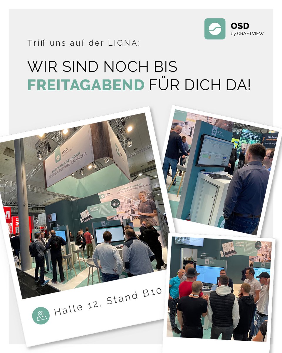 osd_software's tweet photo. Triff uns jetzt auf der LIGNA!
 
Wir sind in Halle 12, Stand B10!

➡ Mehr zu den OSD-Highlights: https://t.co/ATKIwFBosi

Das OSD-Team

#osdatensysteme #digitalisierung #ligna2023 #messehannover #schreiner #tischler https://t.co/2HZrEjbMGF