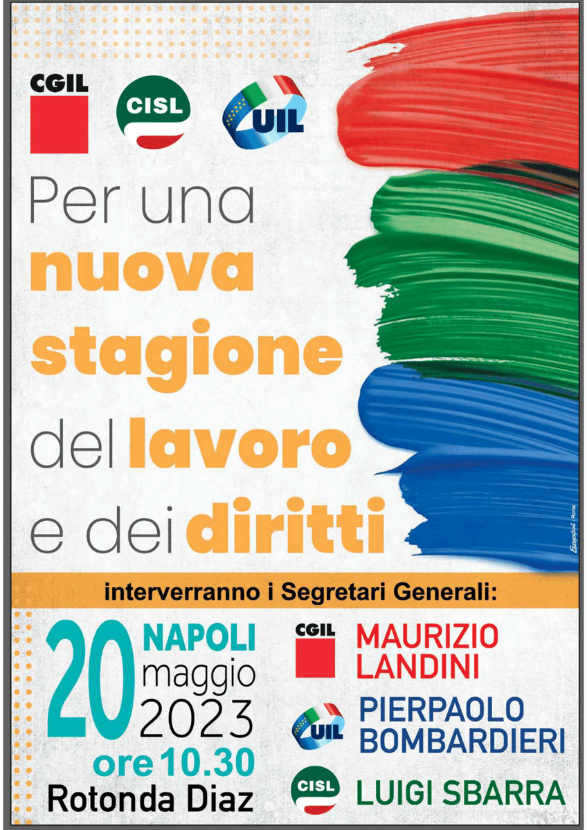 Saremo in tantissimi dalla Puglia alla manifestazione #CgilCislUil a Napoli.
La mobilitazione prosegue! 
#perunanuovastagionedellavoroedeidiritti
@CislNazionale 
@FisascatCisl