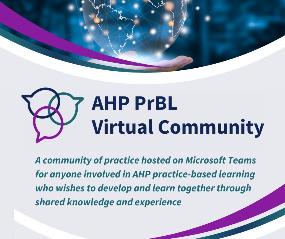 📢Calling all AHPs
Are you a member of the AHP PrBL Virtual Community yet? 

Come join 👇
Just add your email address to this form and a member of admin will add you to this MS Team:  forms.office.com/e/gw190zM5f0

We look forward to welcoming you to the community! 
#AHPPrBL