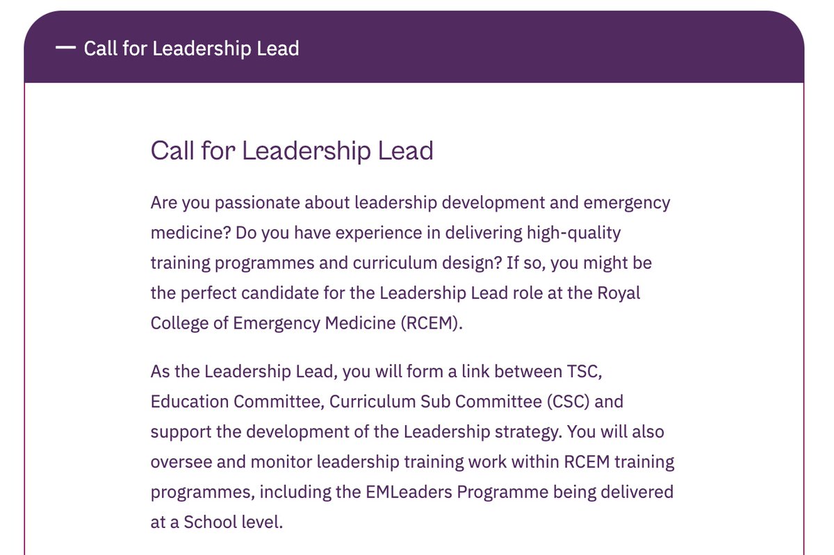 Simon Carley (@emmanchester) on Twitter photo We're also looking for a leadership lead to work across the Academic cluster to promote leadership training at <a href="/RCollEM/">Royal College of Emergency Medicine</a>
rcem.ac.uk/volunteering-o… We're also looking for a leadership lead to work across the Academic cluster to promote leadership training at <a href="/RCollEM/">Royal College of Emergency Medicine</a>
rcem.ac.uk/volunteering-o…