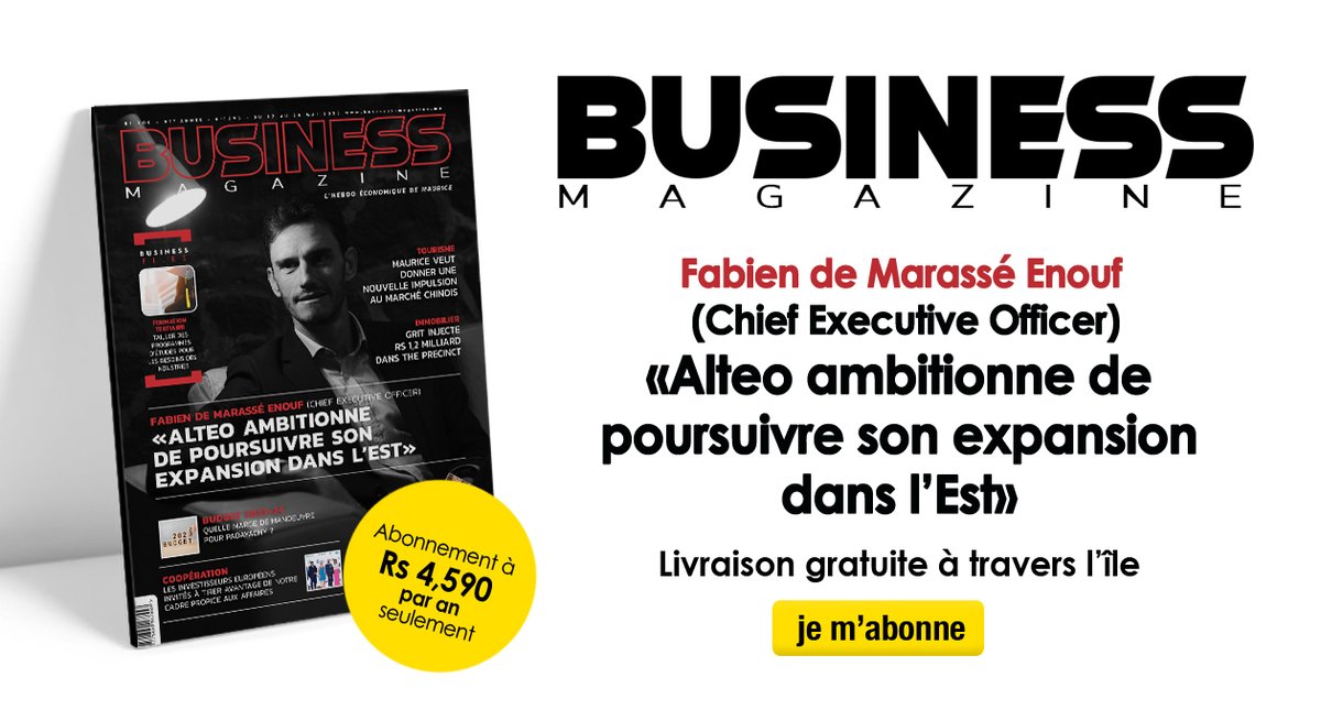 Découvrez toute l’actualité économique de l’île Maurice en un clic !

Cette semaine, Fabien De Marassé Enouf : «Alteo ambitionne de poursuivre son expansion dans l’est».

À lire ici: bit.ly/3BvbCmO

#Alteo #Economie #énergiesRenouvelables #expansion #FabienDeMarasséEnouf