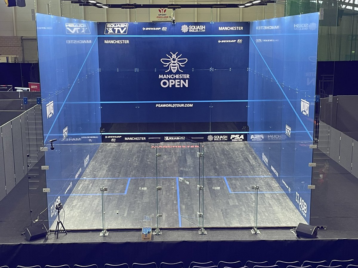 Here we go! @PSAWorldTour Manchester Open 2023 | 1000+ school children attending this week | Thanks to @PSA_Foundation for their amazing support! <a href="/Better_Mcr/">MCRactive Centres</a> <a href="/MCRActive/">Manchester Active</a>