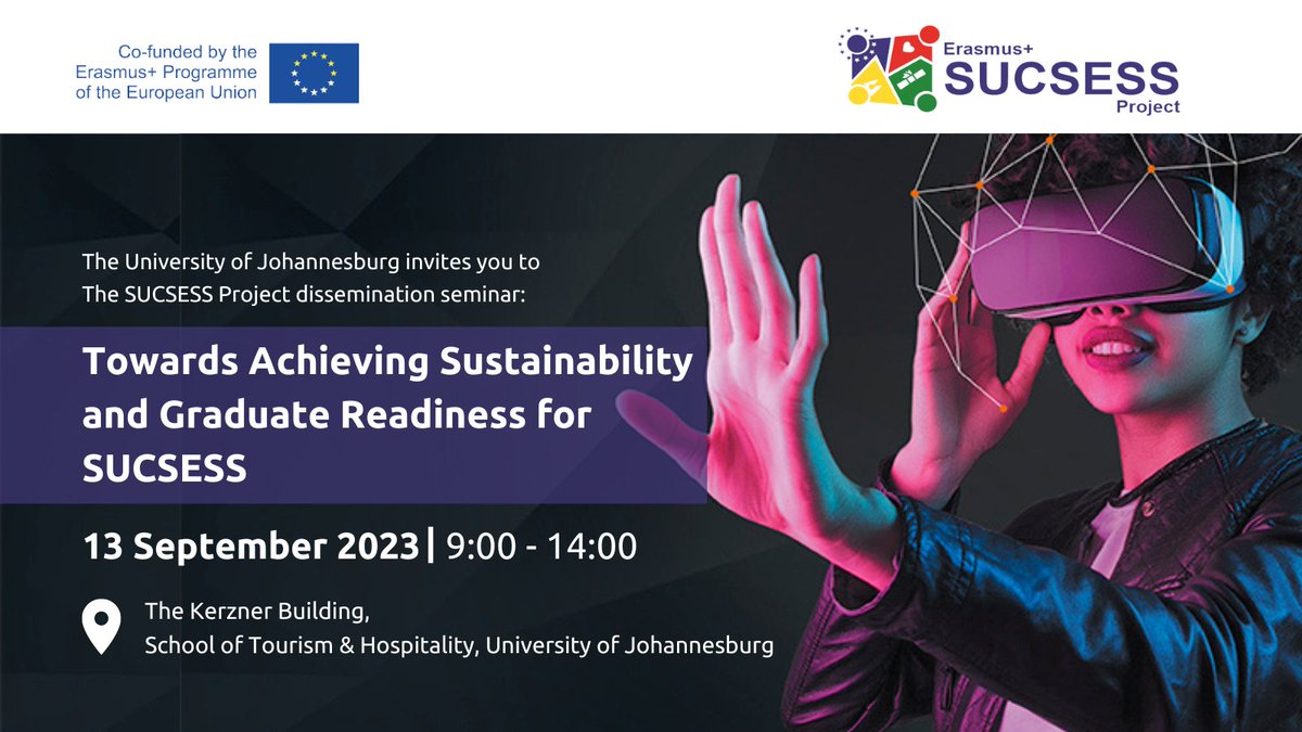 SUCSESSProject's tweet photo. Join us for this engaging seminar where industry and academic partners will reflect on the key outcomes of the @EUErasmusPlus SUCSESS Project, related to the employability of university graduates in a South African context. 

RSVP: https://t.co/HqJJDqK2S4 https://t.co/4nVfG2LyG2
