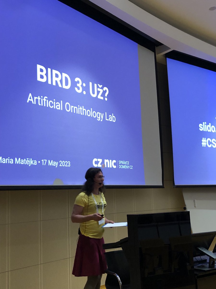 CZ_NIC's tweet image. Náš další příspěvek na setkání komunity správců sítí #CSNOG2023. Maria Matějka představuje novinky v routovacím démonovi #BIRD. #NOG #CSNOG