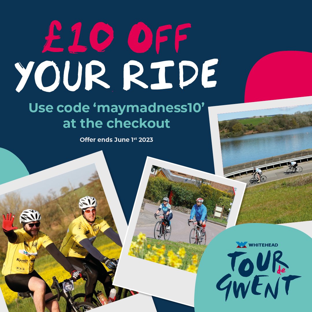 We've got a little treat for you! 

For the rest of May you can get £10 off Tour de Gwent tickets. 

Simply enter the code 'maymadness10' at the checkout 👇🚲

stdavidshospicecare.org/events/our-eve…