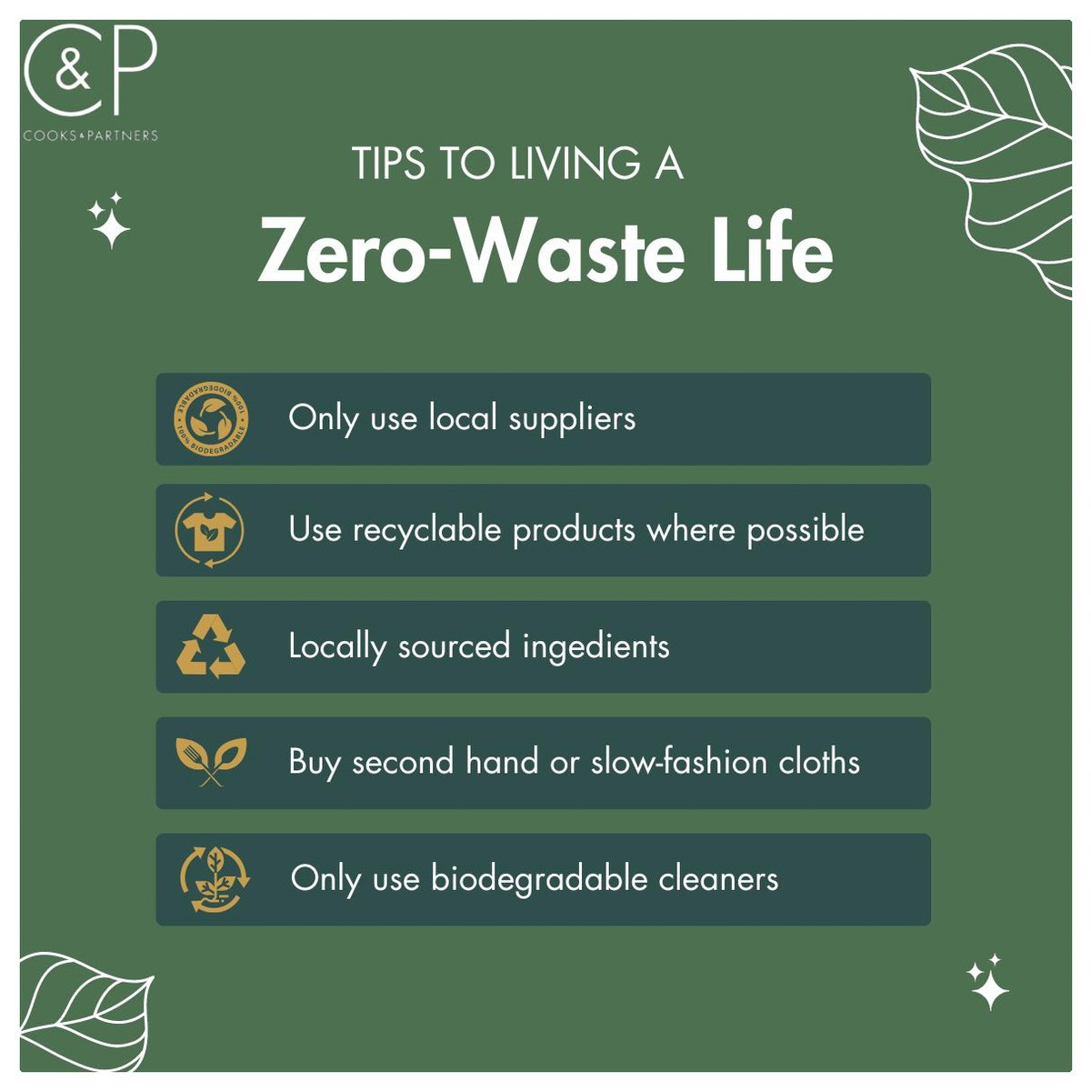 At Cooks and Partners we support Zero-Waste and adhere to our 'Sustainability Policy' rigidly . . . .

#zerowaste #foodwastewarriors #ecoevents #localproduce #localsuppliers #sustainableevents