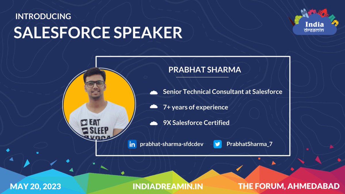 India Dreamin (@sfindiadreamin) on Twitter photo We are thrilled to announce our Salesforce Speaker Prabhat Sharma for India Dreamin’ 23.
Blog Link: indiadreamin.in/2023/05/17/sal…
#indiadreamin23 #TrailblazerCommunity
<a href="/PrabhatSharmaSF/">Prabhat Sharma</a> <a href="/salesforce/">Salesforce</a> We are thrilled to announce our Salesforce Speaker Prabhat Sharma for India Dreamin’ 23.
Blog Link: indiadreamin.in/2023/05/17/sal…
#indiadreamin23 #TrailblazerCommunity
<a href="/PrabhatSharmaSF/">Prabhat Sharma</a> <a href="/salesforce/">Salesforce</a>