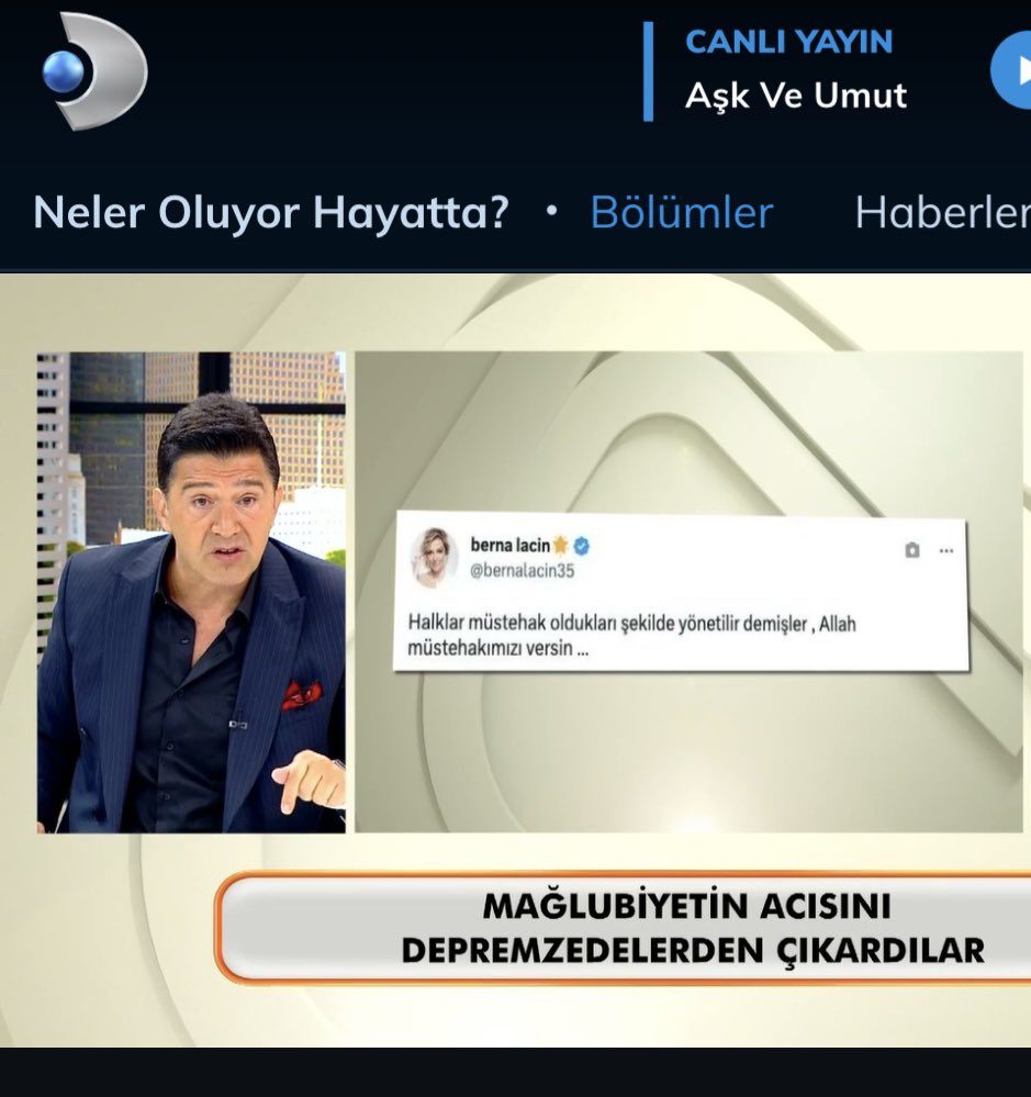 İftira atan, gıybet sunucusu ile ilgili suç duyurusunda bulunuyorum !
Seçim süreci depremzedelerle ilgili hiçbir paylaşımım olmamıştır !
Deprem bölgesine bağış ve yardım dışında hiçbir yorumum da olmamıştır!
Hesabım ortadadır !
Hem programda gıybet yapıp hem de “tavuk bile su