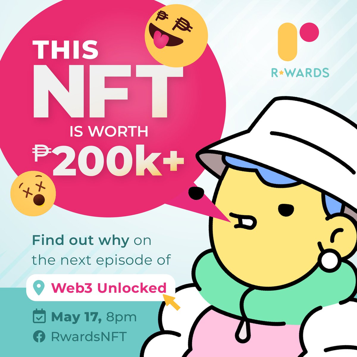rwardsnft's tweet photo. An NFT worth P200K?! 😱 

Find out which NFT we're referring to tonight! Only on FB Live. 8PM. 

See you (very) soon! 👋 

#nfts #nftcommunity #NFT #LoyaltyPrograms #web3 https://t.co/9LulsqxaH7