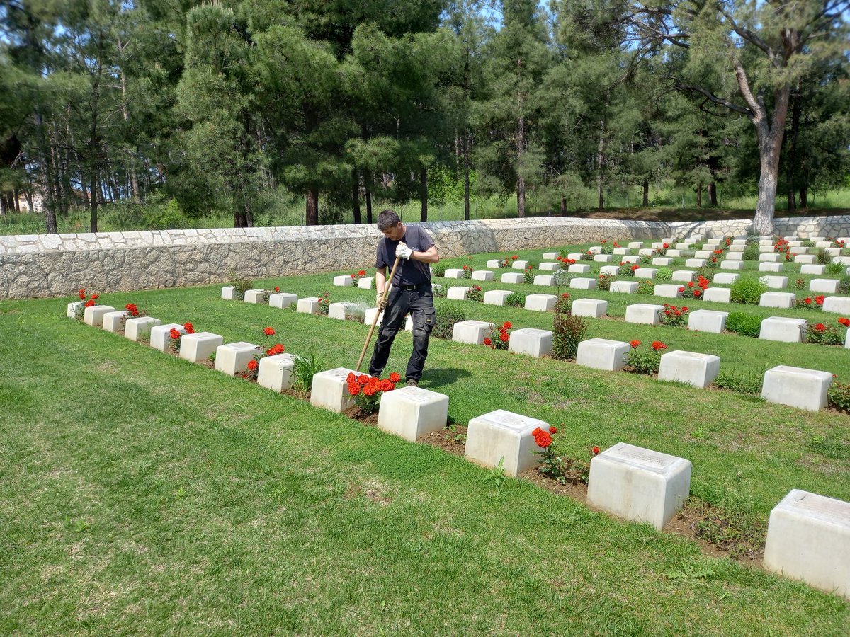 ChantzisNikos's tweet photo. Spring in @CWGC Karasouli Military Cemetery. The our static gardener is doing maintenance in cemetery. https://t.co/FNlvLFqY1q