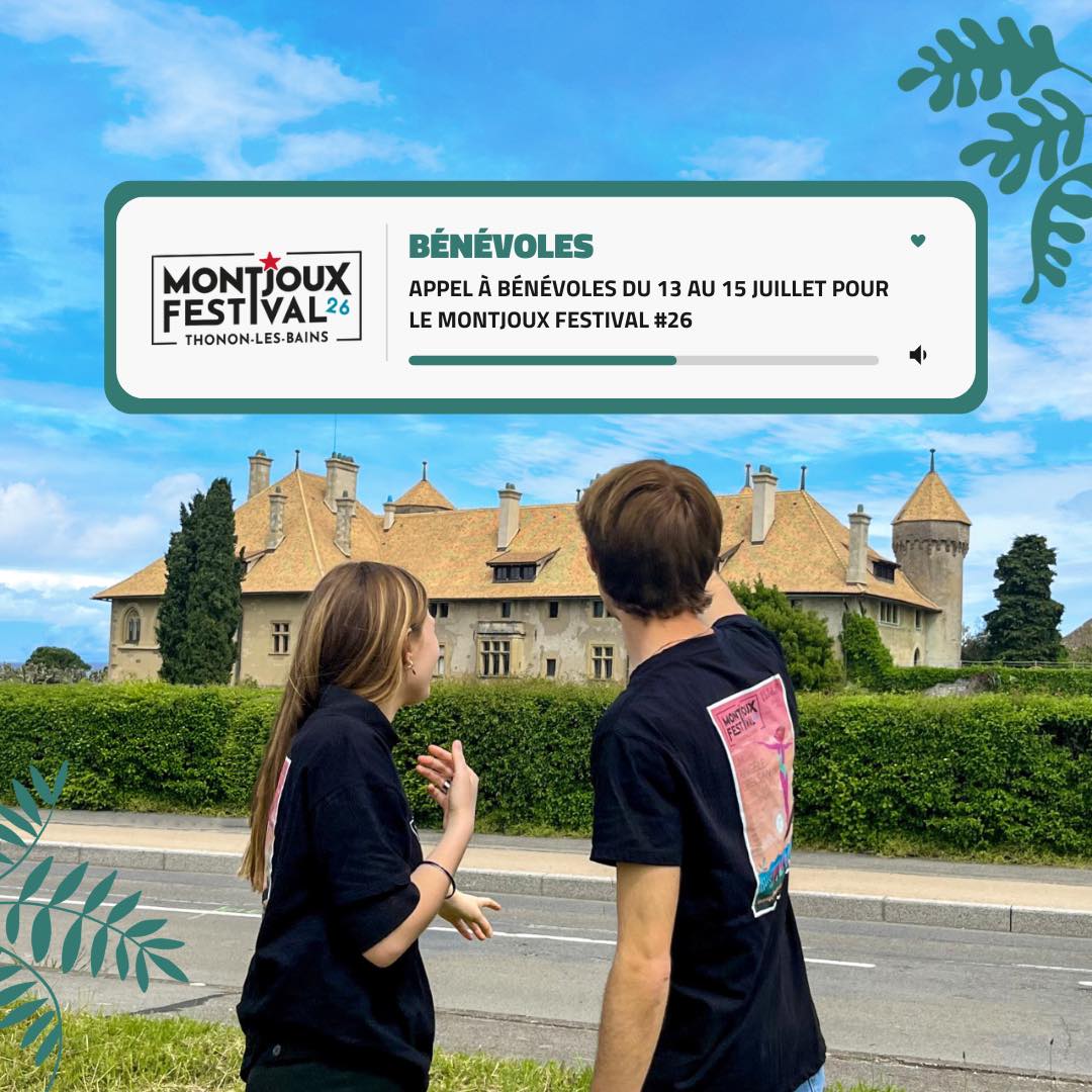 Pour cette 26ème édition du Montjoux Festival, nous cherchons une équipe de bénévoles surmotivée pour nous accompagner dans cette belle aventure 🤝

S'inscrire : forms.gle/CVVgJ9JzyuK3rQ…

#hautesavoie #chablais #thononlesbains