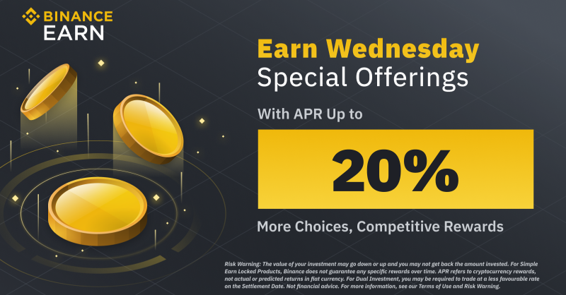binance's tweet photo. Another Wednesday, another round of new rewarding offers on #Binance Earn!

 Explore now 👇