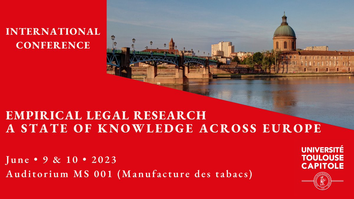 EcoleDroitTlse's tweet photo. 🗣️⚖️Les 9 et 10 juin prochains se tiendra un colloque dédié à la "Recherche juridique empirique : un état des connaissances à l'échelle européenne", sous la direction scientifique de M. @julien_betaille. 

Inscription et programme 👉https://t.co/NACU7wtHYw https://t.co/FGxvfuVo3D