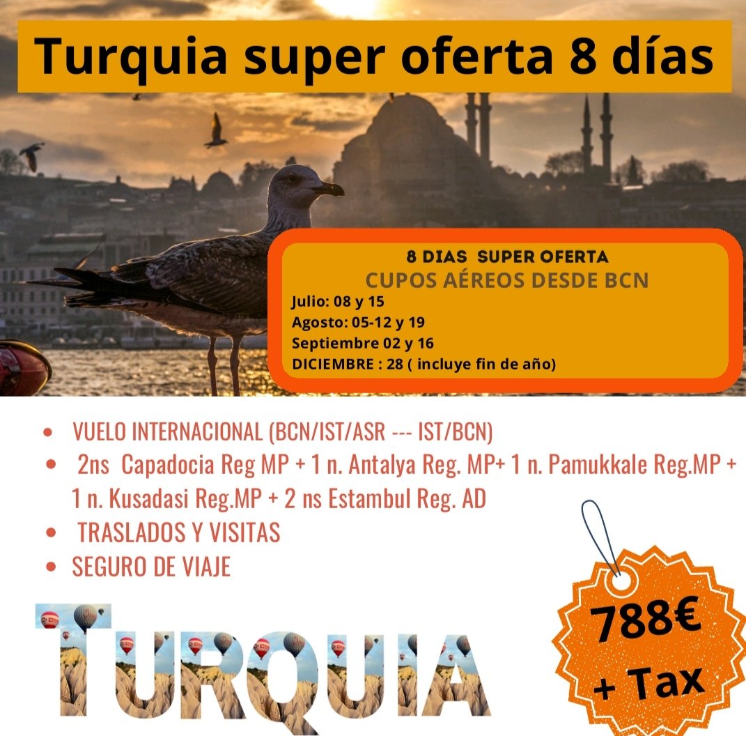 🗺️ OFERTA #GOINGTRAVEL

🇹🇷 Túrquia
📌 8 días

Desde la #EuropaOriental hasta la #AsiaOccidental, disfruta de un viaje único con una oferta ajustada y de calidad.

ℹ️ Más información
📞 931426050
🌐 Goingtravel.com

#Turquia #Vacaciones #Holidays