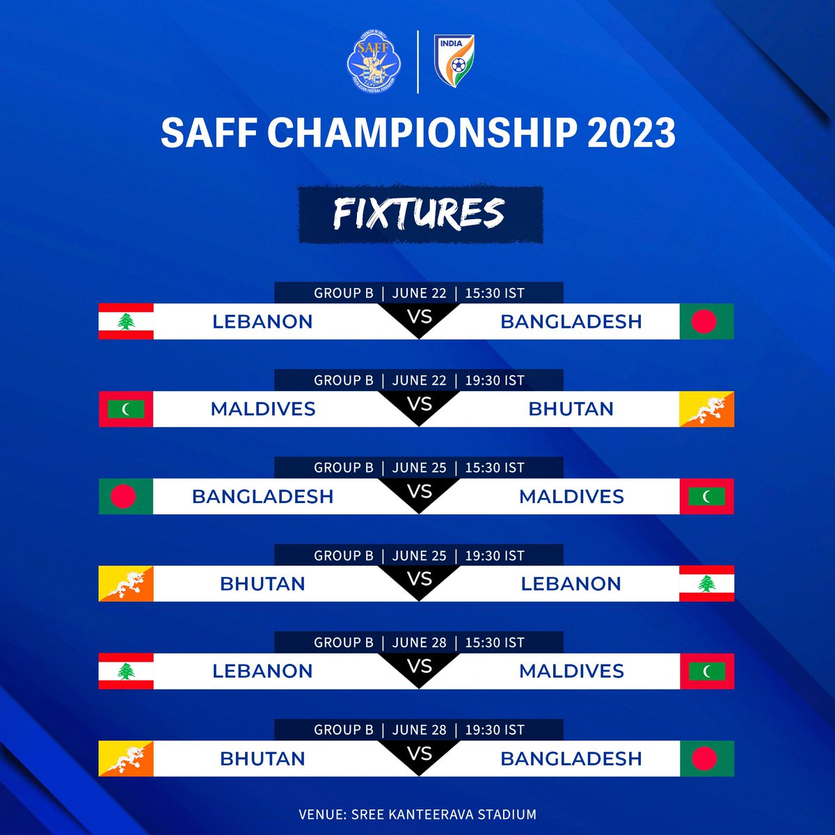 SAFF Championship fixtures for Indian Football Team announced