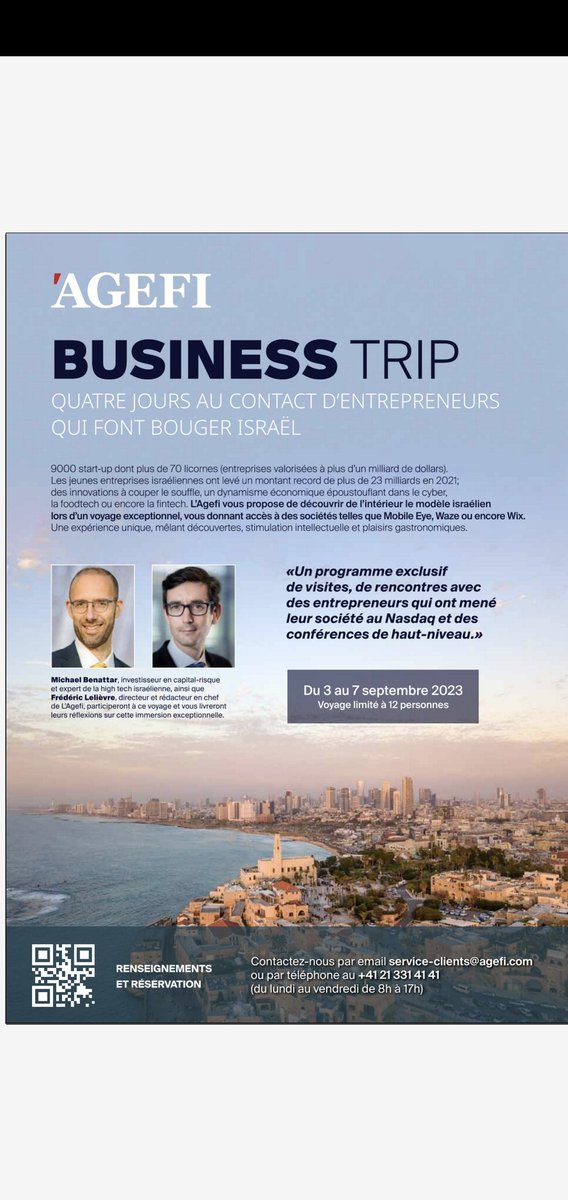 PLugassy's tweet photo. L'Agefi m'a confié l'organisation de ce voyage d'affaires qui promet de belles rencontres et un booster de vos entreprises. Au plaisir de partager cette immersion avec vous. https://t.co/0Ebl1rpgpV