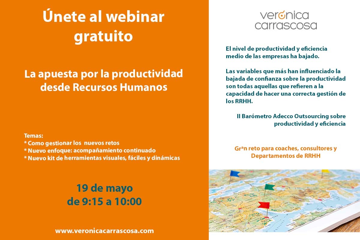 "La apuesta por la productividad desde los Recursos Humanos"
Gran reto para coaches, consultores y departamentos de RRHH.

Únete al webinar gratuito del próximo:
🗓 19 de mayo
🕘 a las 9:15h

Inscríbete al webinar gratuito en:
lnkd.in/dhrjvcCk

#productividad #rrhh