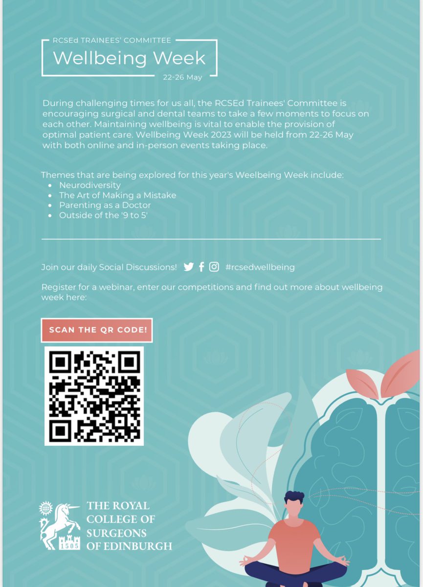 Please join us next week for a fantastic line up of webinars and competitions! #surgery #wellbeing <a href="/RCSEd/">The Royal College of Surgeons of Edinburgh</a>