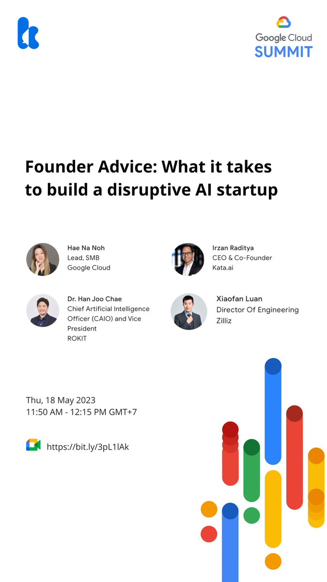 📌TOMORROW📌

📢 Join us at the APAC Google Cloud Startup Summit!
Our CEO &amp; Co-Founder, <a href="/irzanraditya/">Irzan Raditya</a>, will share his invaluable leadership journey at @katadotai.

Register Here bit.ly/3WidF7u ✨