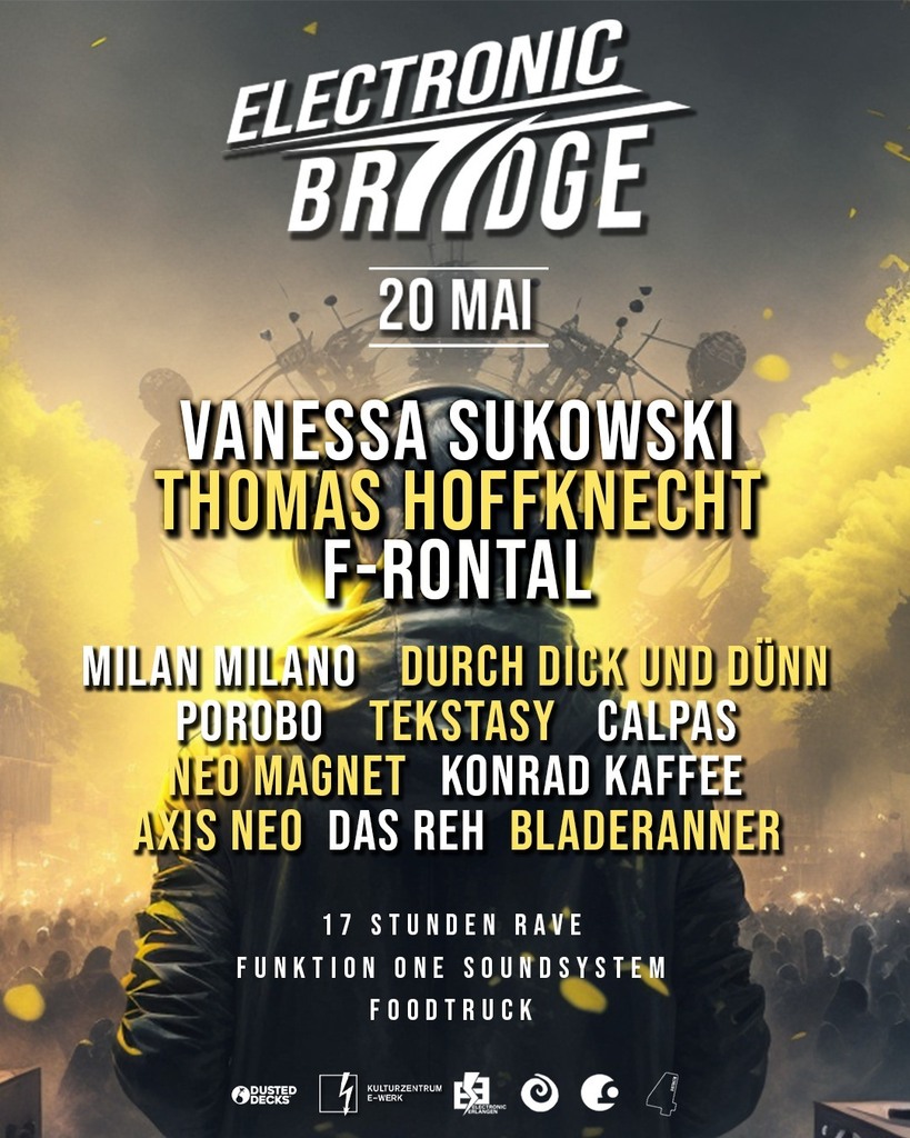 Zum zweiten Mal öffnen sich die Türen der Etage1 für die Afterparty von Electronic Bridge. Euch erwartet feinster Techno bis in die Morgenstunden.

Lineup:

23.00-01.00 /// Porobo @djporobo 
01.00-03.00 /// @thomas_hoffknecht 
03.00-05.00 /// @durchdicku… instagr.am/p/CsVoMpqoEPg/