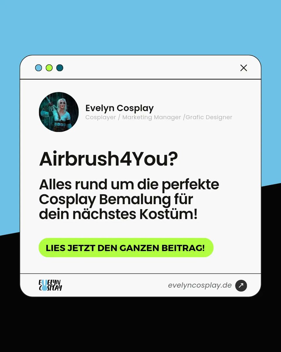 evelyn_cosplay's tweet photo. [AD]
Airbrush4you?
Check jetzt den neuesten Blogbeitrag über Airbrush Basics!
https://t.co/p94evIzanP
#cosplayblog #deutschecosplayer #germancosplay #cosplaygermany https://t.co/ScvoSMUYp5