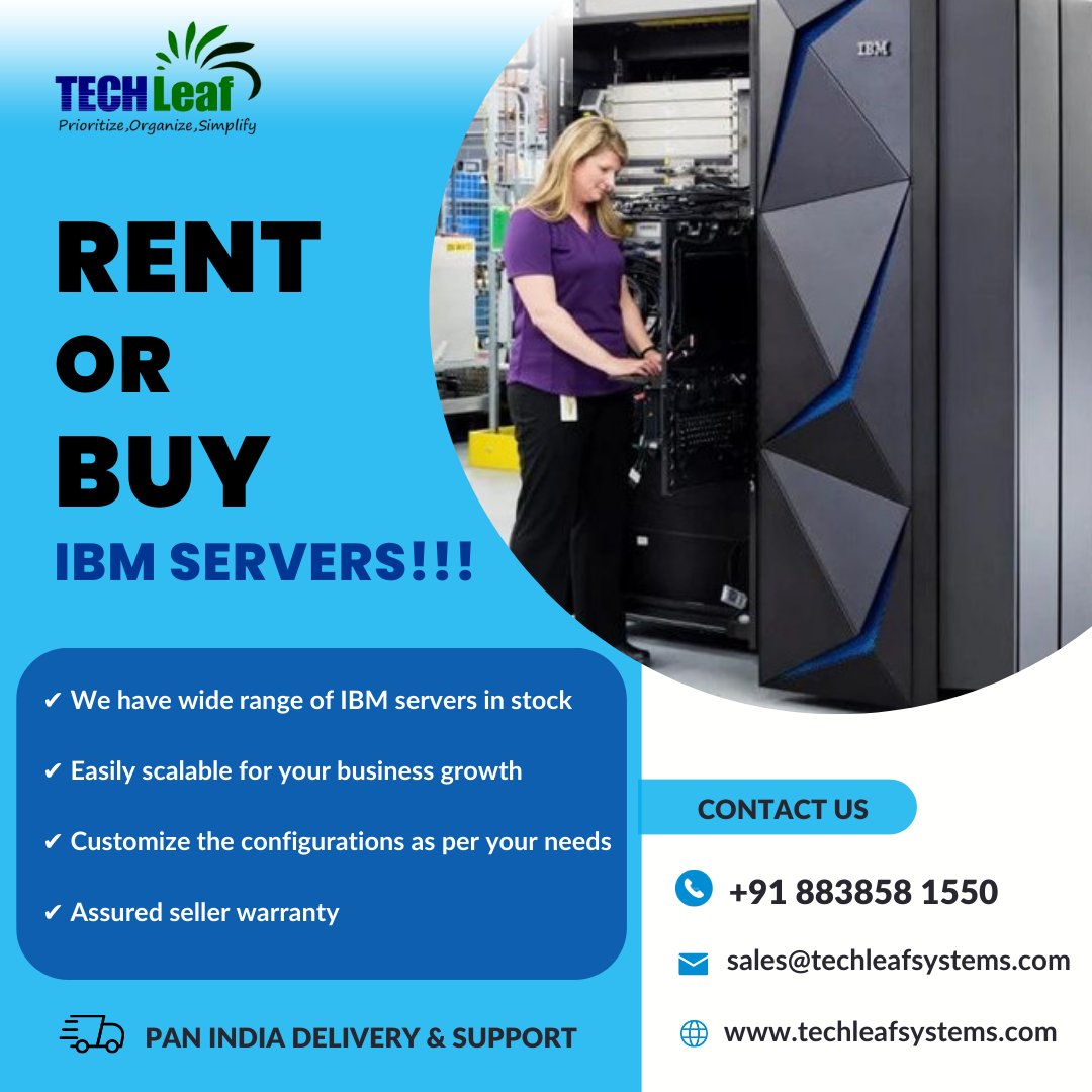 Unlock new possibilities for your business with IBM servers 
✅We have a wide range of IBM servers in stock
✅Easily scalable for your business growth
✅Customize the configurations as per your needs
✅Assured seller warranty

#Techleaf #ibmserver #serverrental #ibmsystems