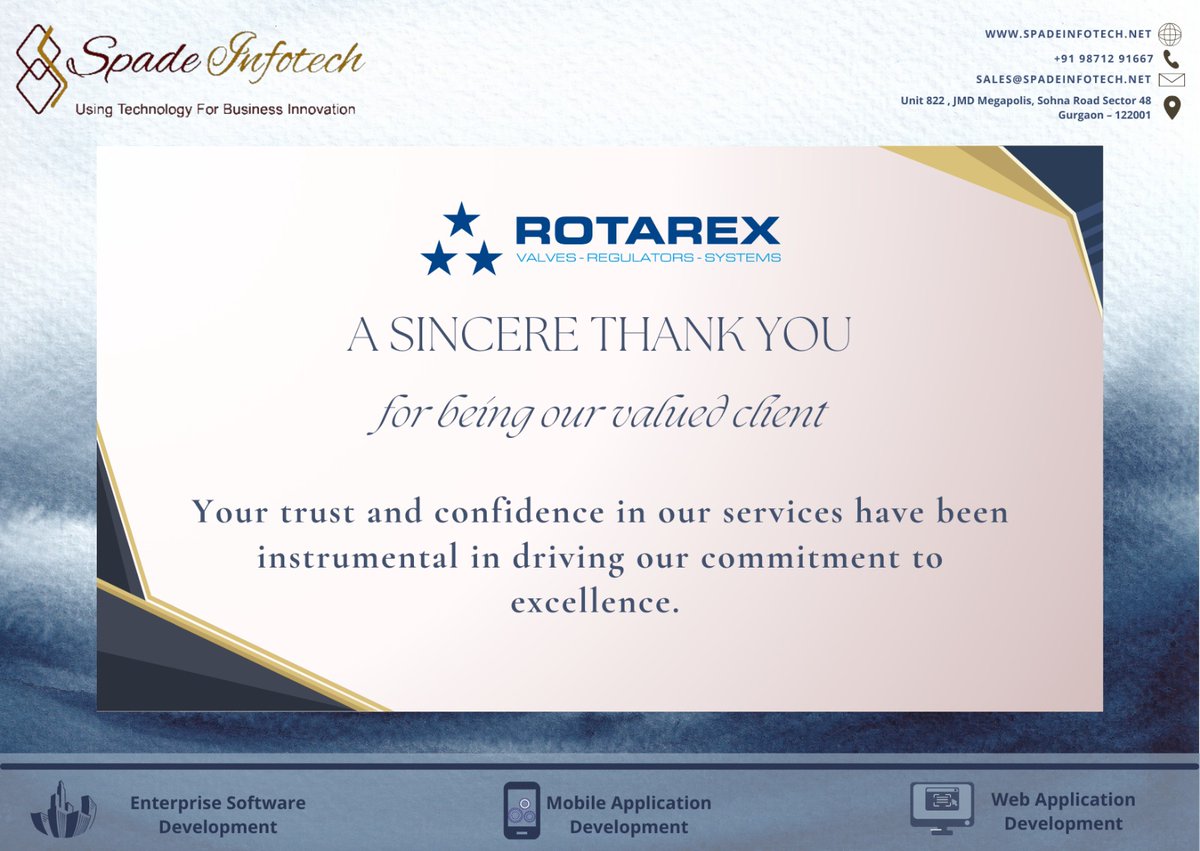 We want to express our deepest gratitude and extend our heartfelt appreciation for our continued partnership to ROTAREX. Your patronage enables us to grow, innovate, and improve our offerings to better serve you. 

#gratitude #customerappreciation #partnership
