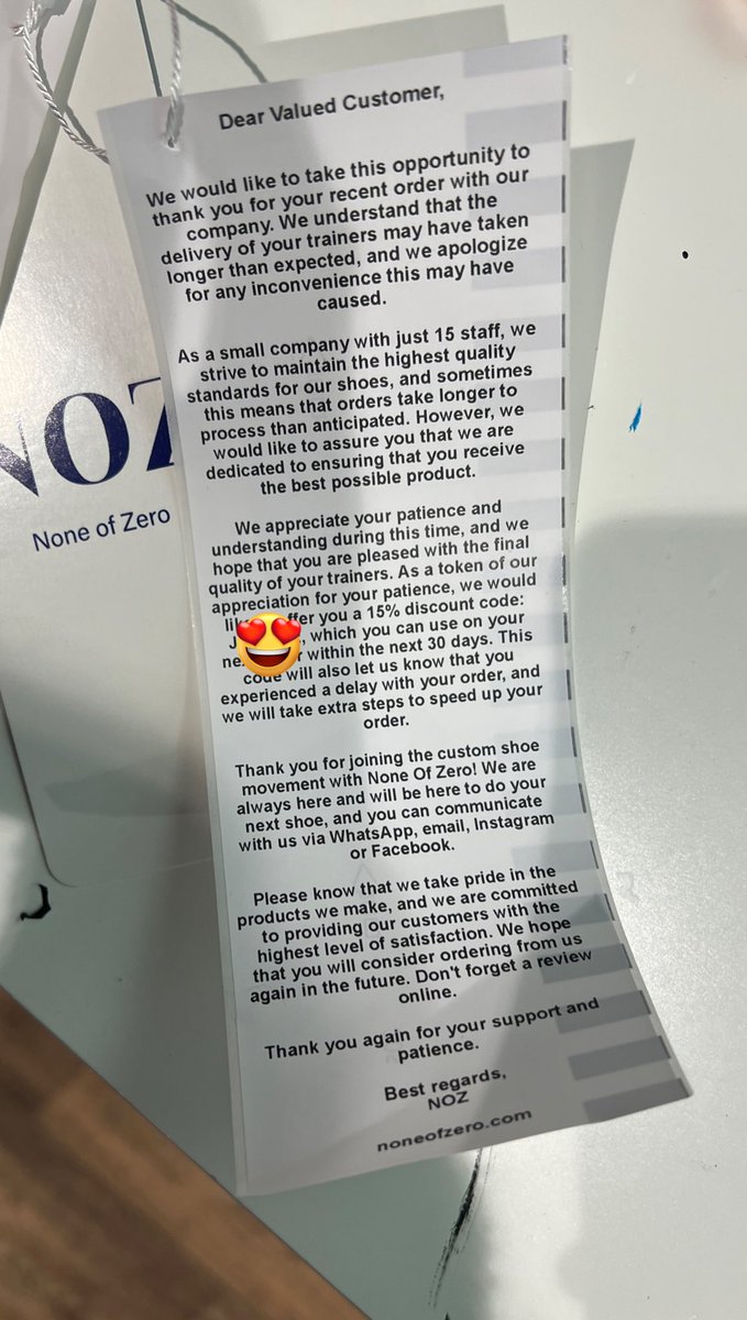 noneofzero_'s tweet image. A little message in the shipping box for our recent customers