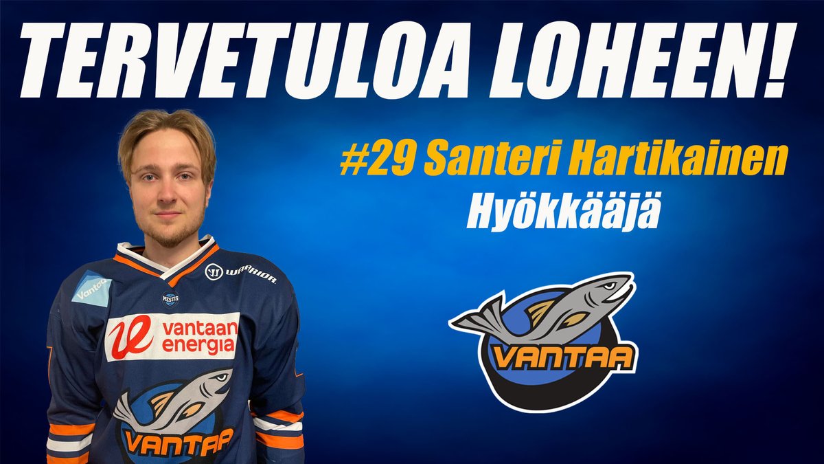 KiekkoVantaa's tweet photo. Tervetuloa Loheen, Santeri Hartikainen! 🔥

Kiekko-Vantaa on tehnyt kauden 2023–24 kattavan sopimuksen hyökkääjä Santeri Hartikaisen kanssa 🤝✍️

Tiedote ➡️ https://t.co/xOOS4o6mVg

#KVantaa #Mestis #LohiMäärää https://t.co/fJXz8JZdEW